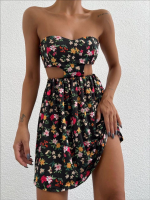 Straplez Elbise Baskılı Siyah (Beden: L) - Görsel 4