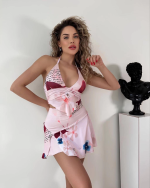 Kadın Çiçek Desenlı Yazlık Takım S3519 Pembe (Beden: L) - Görsel 3