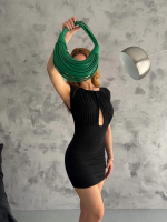 Pencereli Mini Mikro Elbise S3843 Siyah (Beden: Xl) - Görsel 2