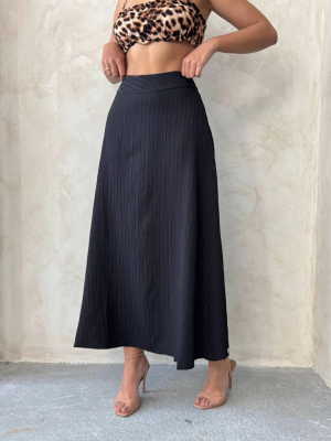 Uzun Astarlı Etek S255043 Siyah (Beden: S)