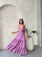 Fırfırlı Katlı Elbise S255049 Gül (Beden: M) - Görsel 5