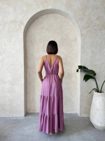 Fırfırlı Katlı Elbise S255049 Gül (Beden: L) - Görsel 3