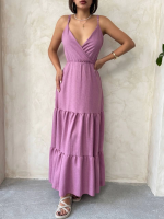 Fırfırlı Katlı Elbise S255049 Gül (Beden: L) - Görsel 6