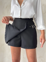 Kadın Tokalı Şort Etek Siyah S25449 (Beden: S) - Görsel 2