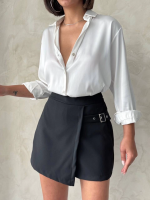 Kadın Tokalı Şort Etek Siyah S25449 (Beden: L) - Görsel 5