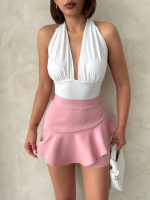 Valonlu Fırfırlı Şort S24683 Pudra (Beden: S)