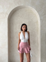 Valonlu Fırfırlı Şort S24683 Pudra (Beden: L) - Görsel 4