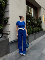 Düğme Yakalı Saks Alt Üst Takım S3943 (Beden: M) - Görsel 4