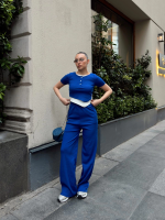 Düğme Yakalı Saks Alt Üst Takım S3943 (Beden: M) - Görsel 7