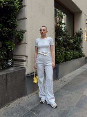 Düğme Yakalı Gri Alt Üst Takım S3943 (Beden: M)