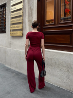 Düğme Yakalı Bordo Alt Üst Takım S3943 (Beden: M) - Görsel 6