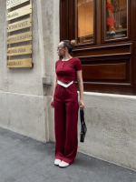 Düğme Yakalı Bordo Alt Üst Takım S3943 (Beden: M) - Görsel 5