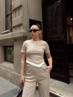 Düğme Yakalı Bej Alt Üst Takım S3943 (Beden: M) - Görsel 5