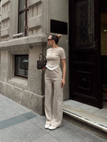 Düğme Yakalı Bej Alt Üst Takım S3943 (Beden: L) - Görsel 7