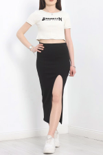 Nakışlı Etekli Takım Siyah Beyaz S3899 Siyan (Beden: M) - Görsel 5