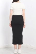 Nakışlı Etekli Takım Siyah Beyaz S3899 Siyan (Beden: L) - Görsel 4