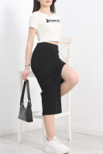 Nakışlı Etekli Takım Siyah Beyaz S3899 Siyan (Beden: L) - Görsel 6