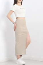 Nakışlı Etekli Takım Bej Beyaz S3899 (Beden: M) - Görsel 7