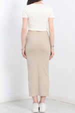 Nakışlı Etekli Takım Bej Beyaz S3899 (Beden: L) - Görsel 3