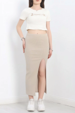 Nakışlı Etekli Takım Bej Beyaz S3899 (Beden: L) - Görsel 6