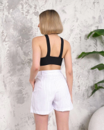 Çizgili Düğmeli Şort Beyaz S2551251 (Beden: S) - Görsel 3