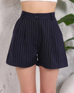 Çizgili Düğmeli Şort Siyah S2551251 (Beden: S)