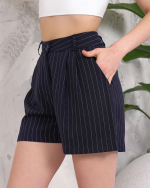 Çizgili Düğmeli Şort Siyah S2551251 (Beden: L) - Görsel 5