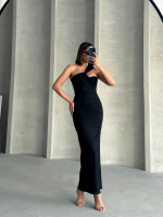 Krinkıl Tek Omuz Uzun Elbise Siyah S25455 (Beden: Xl) - Görsel 4