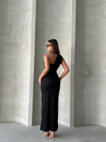 Krinkıl Tek Omuz Uzun Elbise Siyah S25455 (Beden: Xl) - Görsel 2