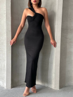 Krinkıl Tek Omuz Uzun Elbise Siyah S25455 (Beden: Xl) - Görsel 5