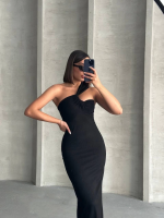 Krinkıl Tek Omuz Uzun Elbise Siyah S25455 (Beden: Xl) - Görsel 3