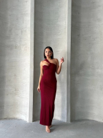 Krinkıl Tek Omuz Uzun Elbise Bordo S25455 (Beden: L) - Görsel 6