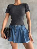 Önü Taşlı Antrasit Bluz S3512 (Beden: Standart)