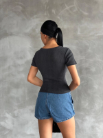 Önü Taşlı Antrasit Bluz S3512 (Beden: Standart) - Görsel 2