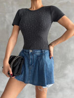 Önü Taşlı Antrasit Bluz S3512 (Beden: Standart) - Görsel 3