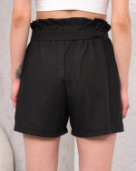 Kuşaklı Keten Şort Siyah S255265 (Beden: S) - Görsel 2