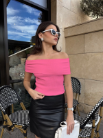 Madonna Yaka Sıfır Kol Bluz Pembe (Beden: L) - Görsel 4