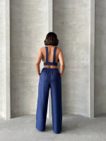 Crop Pantolon Keten Takım S255012 Lacivert (Beden: Xl) - Görsel 5