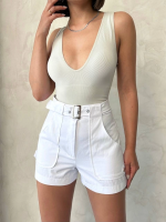 Kemer Detaylı Gabardin Şort Beyaz S25289 (Beden: M) - Görsel 5