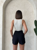 Kemer Detaylı Gabardin Şort Siyah S25289 (Beden: Xl) - Görsel 3