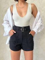 Kemer Detaylı Gabardin Şort Siyah S25289 (Beden: Xl) - Görsel 5