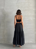 Fırfırlı Brodeli Astarlı Uzun Etek Siyah S255047 (Beden: S) - Görsel 5