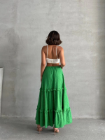 Fırfırlı Brodeli Astarlı Uzun Etek Yeşil S255047 (Beden: Xl) - Görsel 3