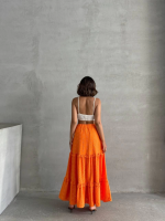 Fırfırlı Brodeli Astarlı Uzun Etek Turuncu S255047 (Beden: L) - Görsel 4
