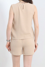 Şortlu Ayrobin Takım Bej (Beden: M) - Görsel 5