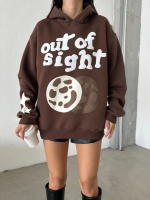 3 İplik Şardonlu Oversize Out Of Baskılı Sweat Kahve (Beden: S) - Görsel 2