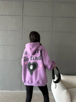 3 İplik Şardonlu Oversize True Baskılı Sweat Mor (Beden: M) - Görsel 5