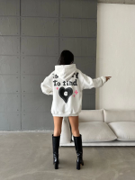 3 İplik Şardonlu Oversize True Baskılı Sweat Beyaz (Beden: M) - Görsel 2