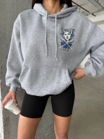 3 İplik Şardonlu Oversize Kafa Baskılı Sweat Gri (Beden: S) - Görsel 3