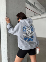3 İplik Şardonlu Oversize Kafa Baskılı Sweat Gri (Beden: M) - Görsel 4